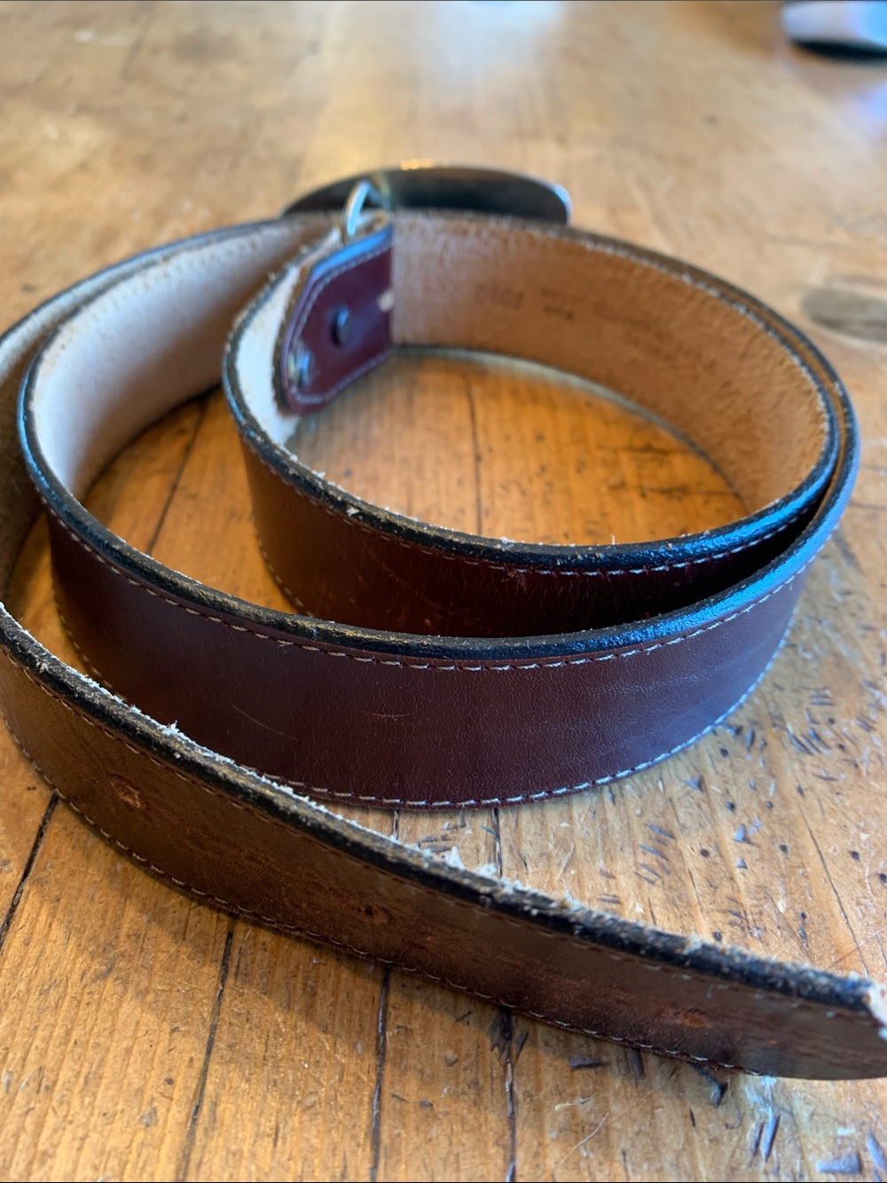 Brown Leather Belt with Agate Stone Buckle - Picture 5 of 16